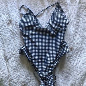 One piece gingham bathing suit